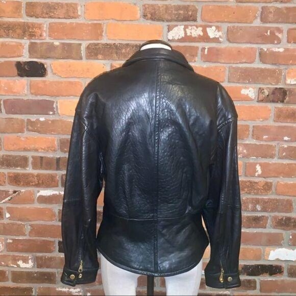 Tannery West Black Leather Bomber Jacket Small Item#11 - Picture 4 of 5